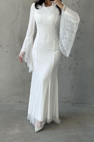 Nehir Tesettür Abiye Beyaz