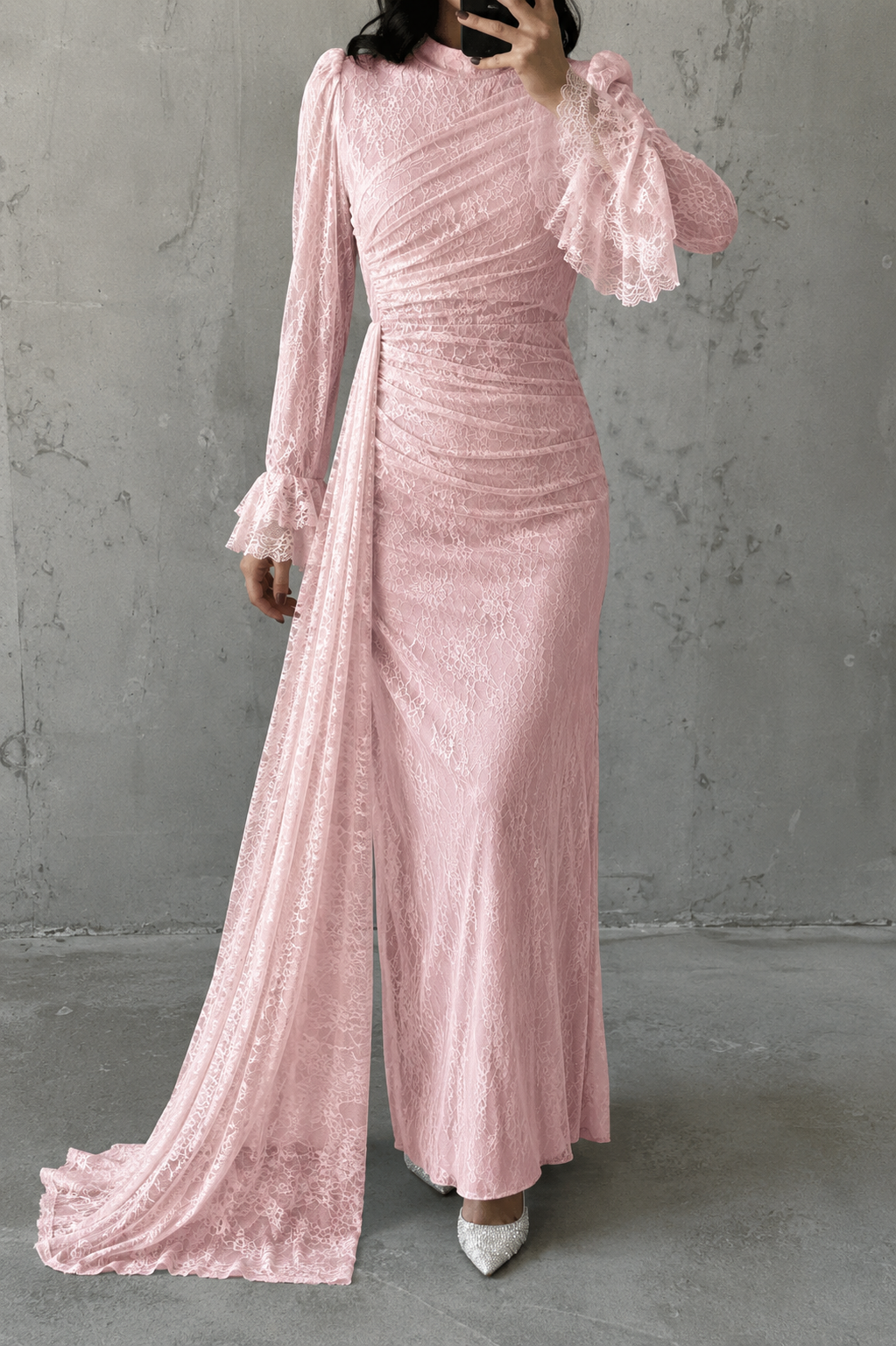 Leya Tesettür Abiye Toz Pembe