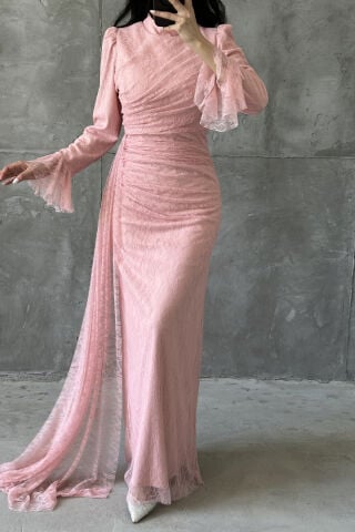 Leya Tesettür Abiye Toz Pembe
