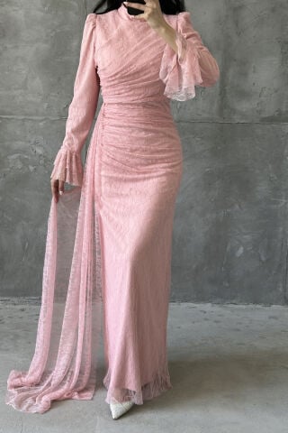 Leya Tesettür Abiye Toz Pembe