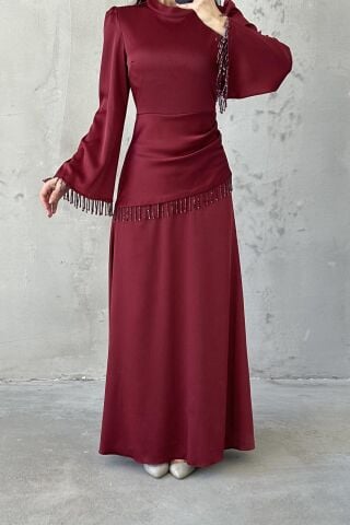 Lorin Tesettür Abiye Bordo