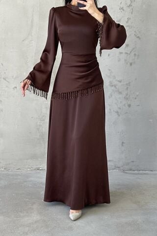 Lorin Hijab Evening Dress Brown