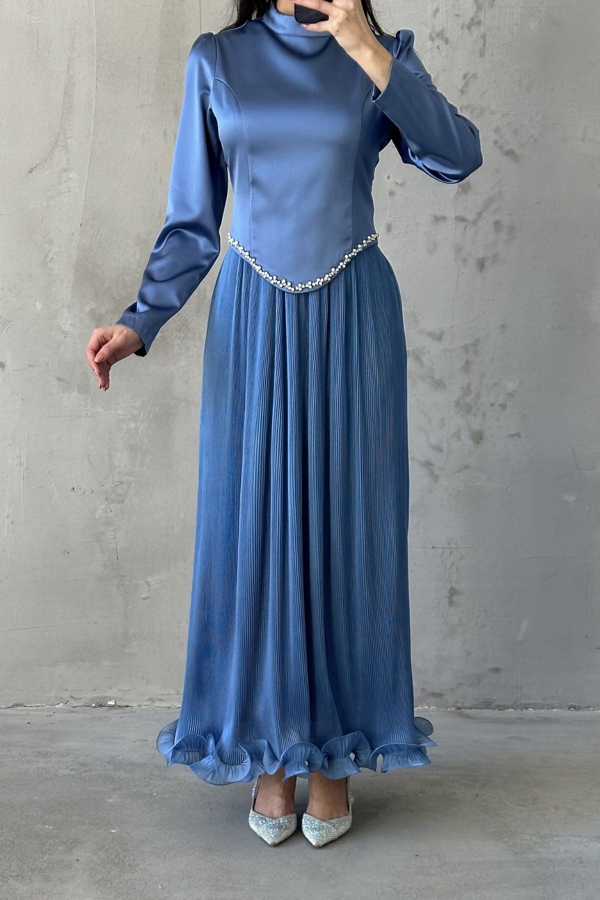 Vera Tesettür Abiye İndigo