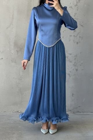 Vera Tesettür Abiye İndigo