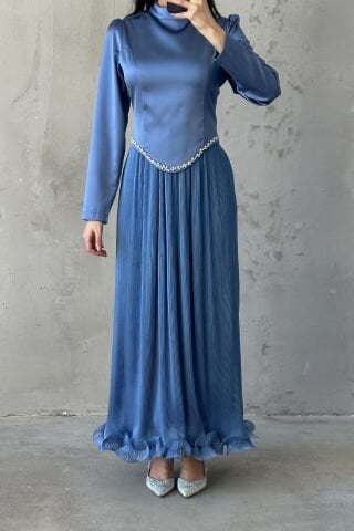 Vera Tesettür Abiye İndigo