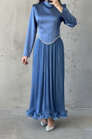 Vera Tesettür Abiye İndigo