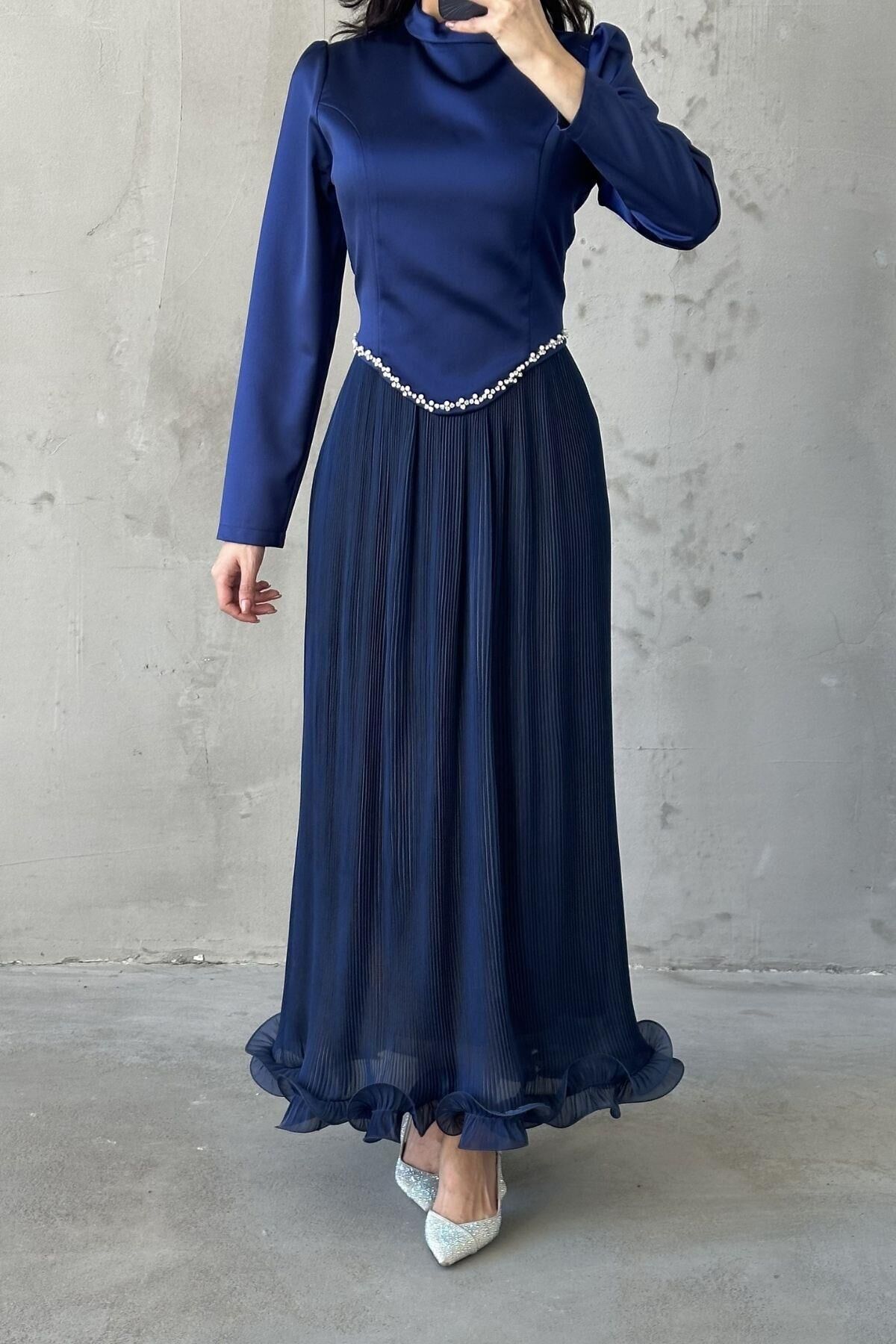 Vera Hijab Evening Dress Navy Blue