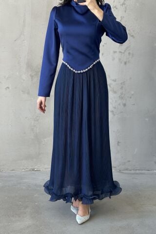 Vera Hijab Evening Dress Navy Blue