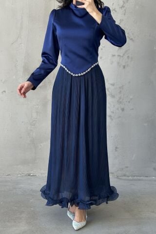 Vera Hijab Evening Dress Navy Blue