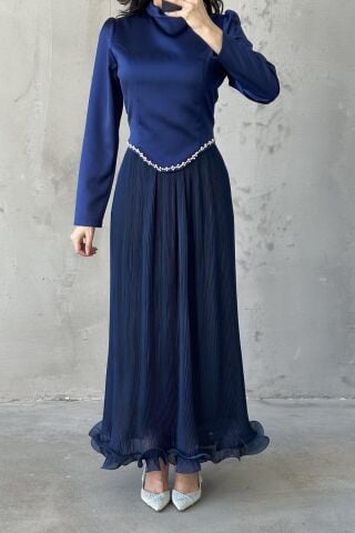 Vera Hijab Evening Dress Navy Blue