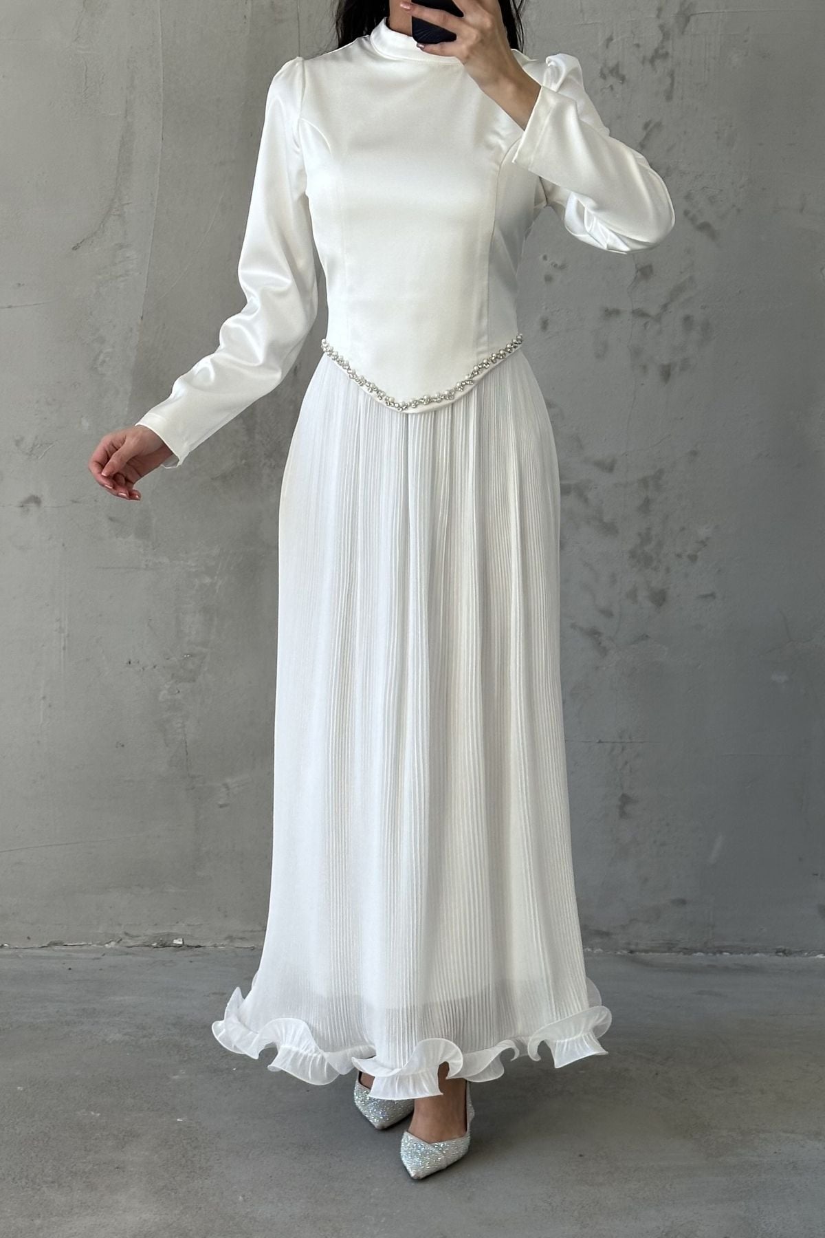 Vera Tesettür Abiye Beyaz