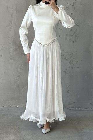 Vera Tesettür Abiye Beyaz