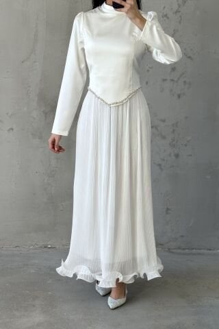 Vera Tesettür Abiye Beyaz