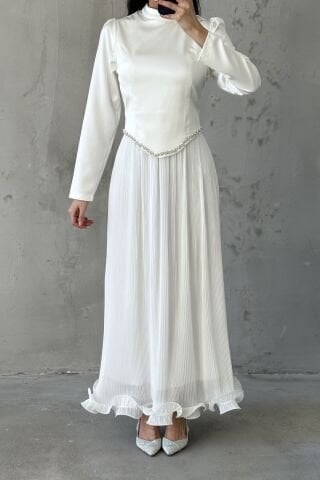 Vera Tesettür Abiye Beyaz