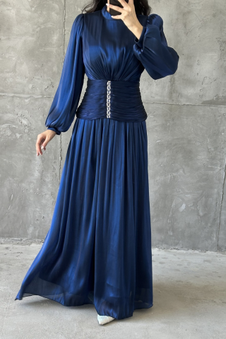 Merve Tesettür Abiye Lacivert