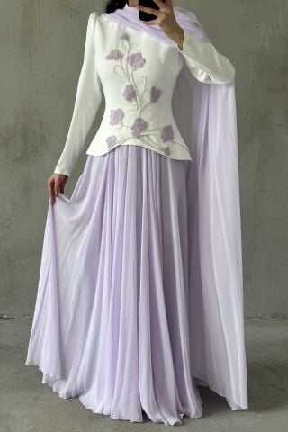 Zerrin Tesettür Abiye Lila