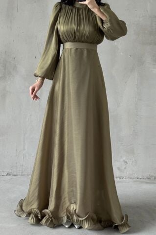 İnci Akış  Tesettür Abiye Haki