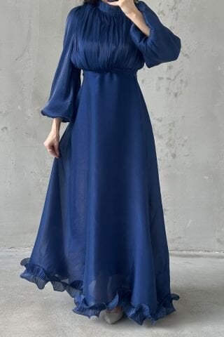 İnci Akış  Tesettür Abiye Lacivert