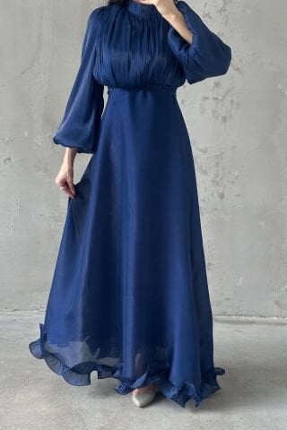 İnci Akış  Tesettür Abiye Lacivert