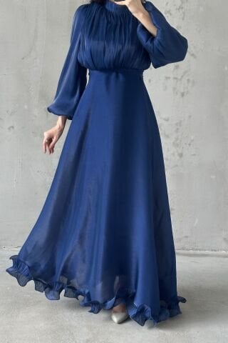 İnci Akış  Tesettür Abiye Lacivert