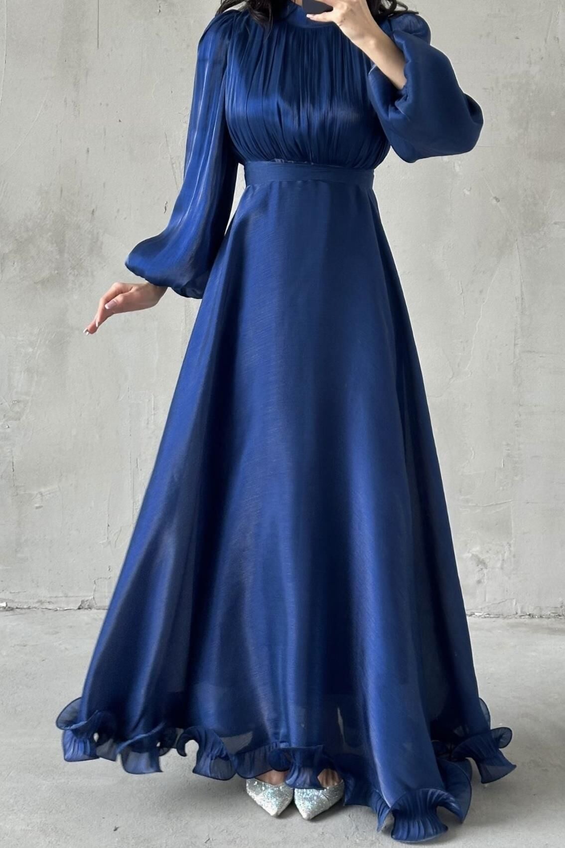 İnci Akış  Tesettür Abiye Lacivert