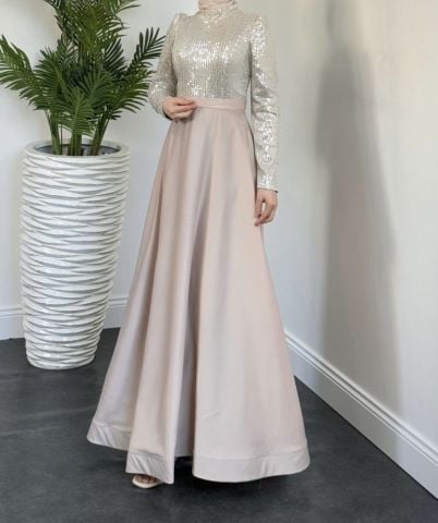 لامعة الترتر الترتر الساتان الحجاب مساء اللباس الحجر