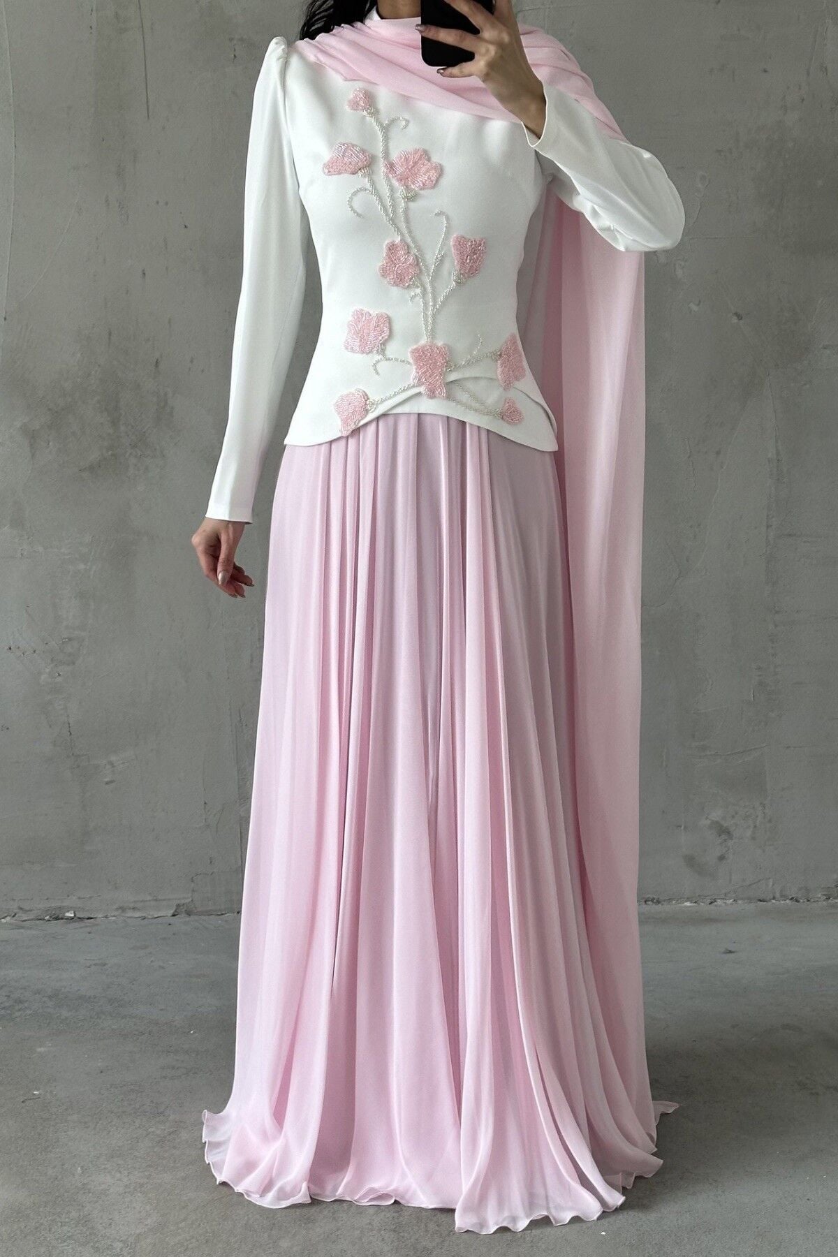 Zerrin Tesettür Abiye Pembe