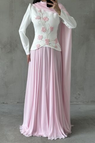 Zerrin Tesettür Abiye Pembe