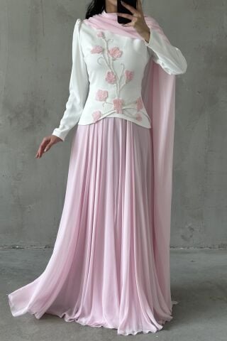 Zerrin Tesettür Abiye Pembe