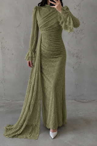 Leya Tesettür Abiye Açık Yeşil