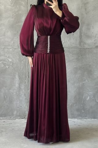 Merve Tesettür Abiye Mürdüm