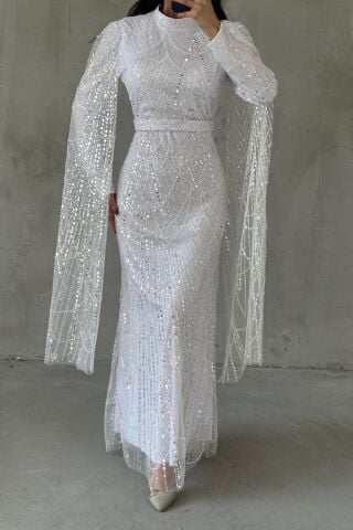 Lunara Hijab Evening Dress White