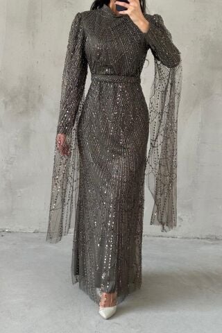 Lunara Tesettür Abiye Haki