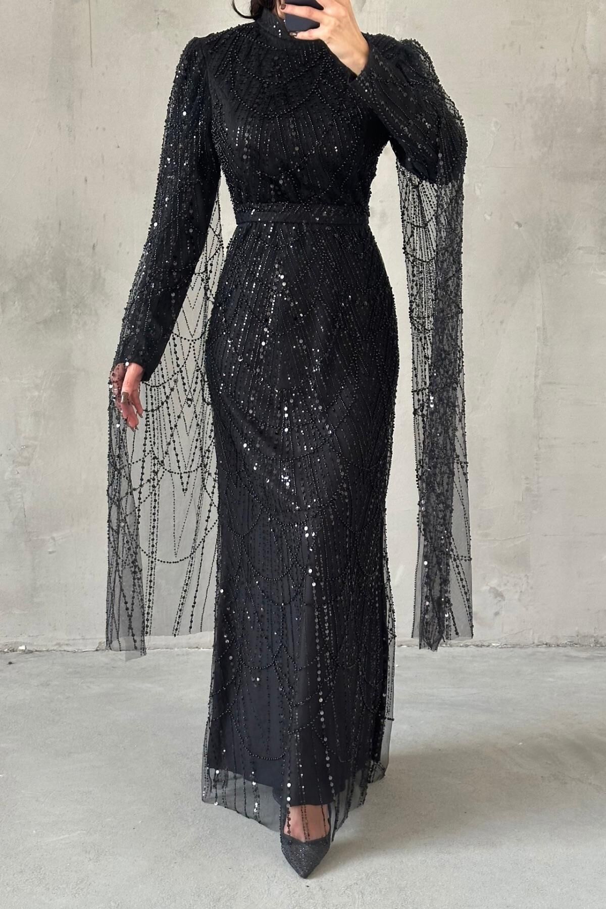 Lunara Hijab Evening Dress Black