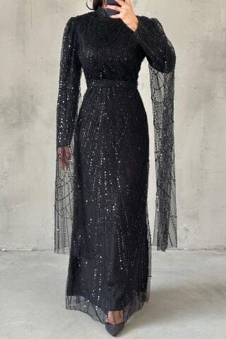 Lunara Hijab Evening Dress Black