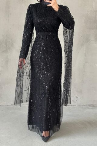 Lunara Hijab Evening Dress Black