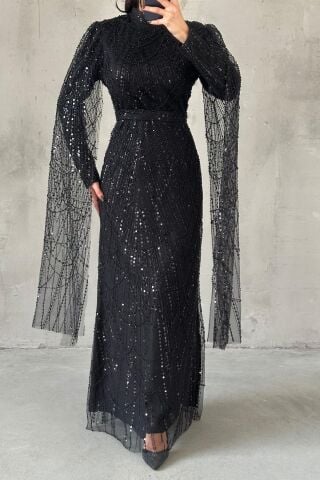 Lunara Hijab Evening Dress Black