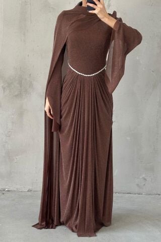 Nirvana Hijab Evening Dress Brown