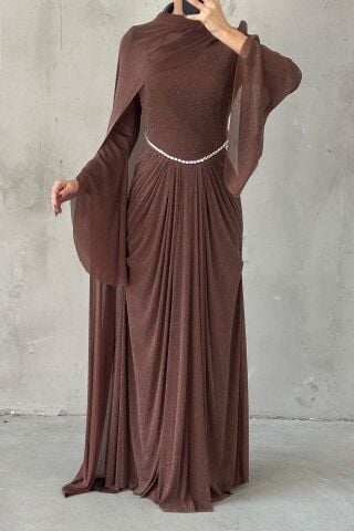 Nirvana Hijab Evening Dress Brown