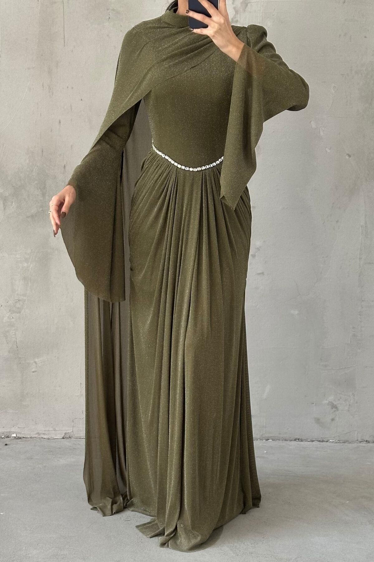 Nirvana Hijab Evening Dress Khaki
