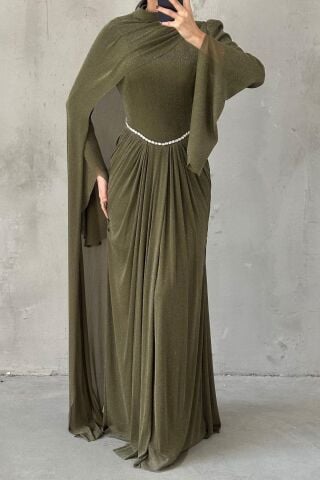 Nirvana Hijab Evening Dress Khaki