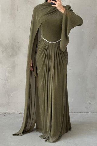 Nirvana Hijab Evening Dress Khaki
