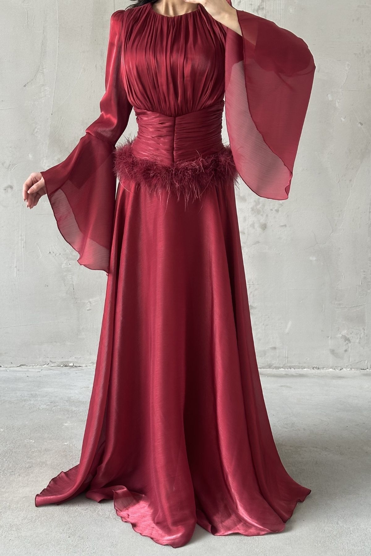 Zümra Tesettür Abiye Bordo