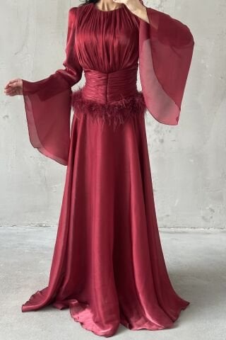 Zümra Tesettür Abiye Bordo