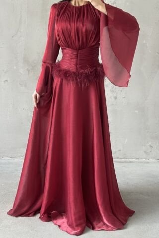 Zümra Tesettür Abiye Bordo