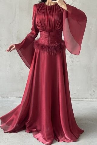 Zümra Tesettür Abiye Bordo