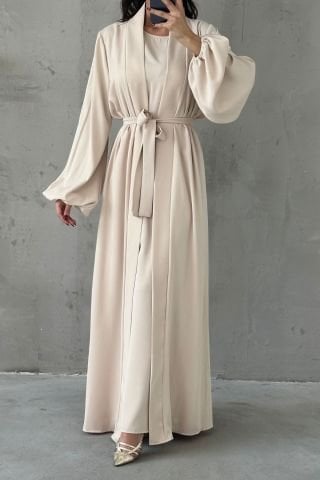 Modern Tasarım Abaya Takım Krem