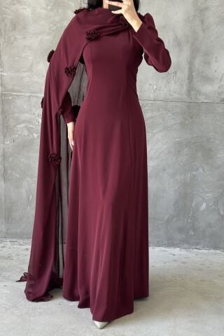 Nilay Tesettür Abiye Bordo
