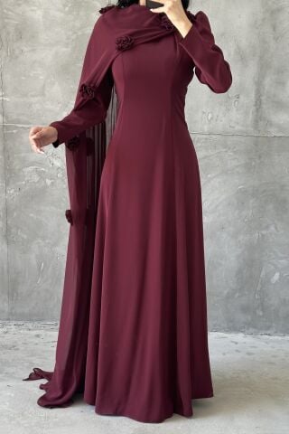 Nilay Tesettür Abiye Bordo