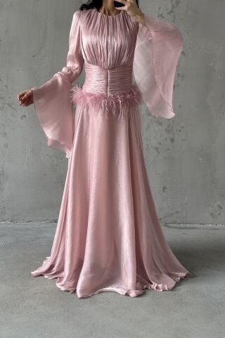 Zümra Tesettür Abiye Toz Pembe